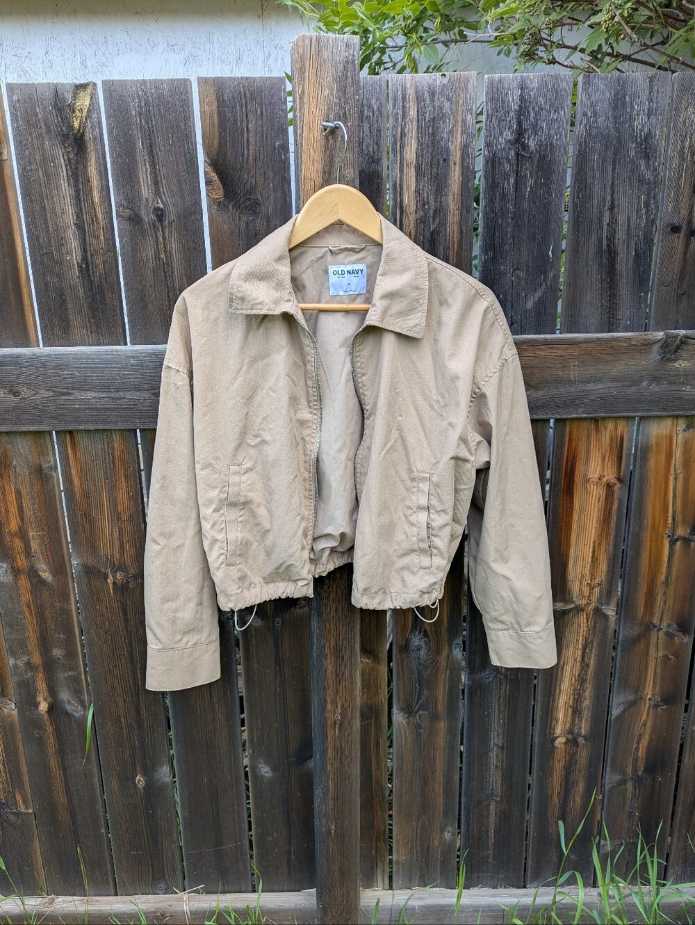 Old Navy Beige Cropped Bomber Jacket